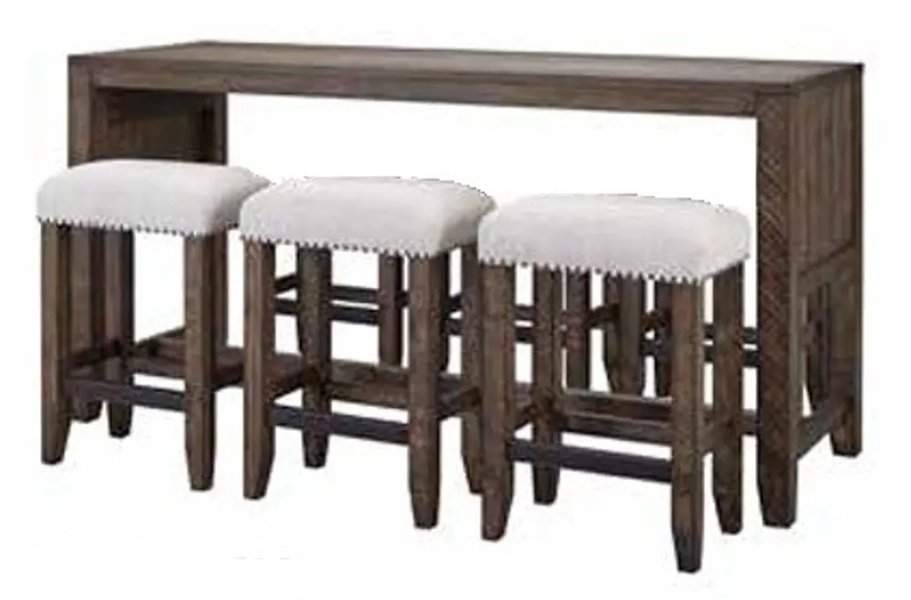 Tustin Brown Sofa Table and Counter Stools-1