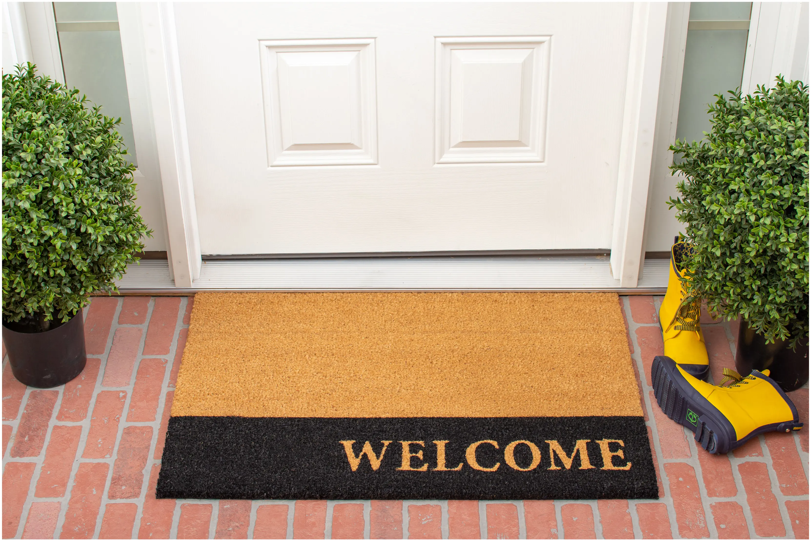 Welcome Black Stripe Doormat