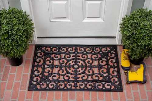 Fleur De Lis Rubber Doormat, RC Willey