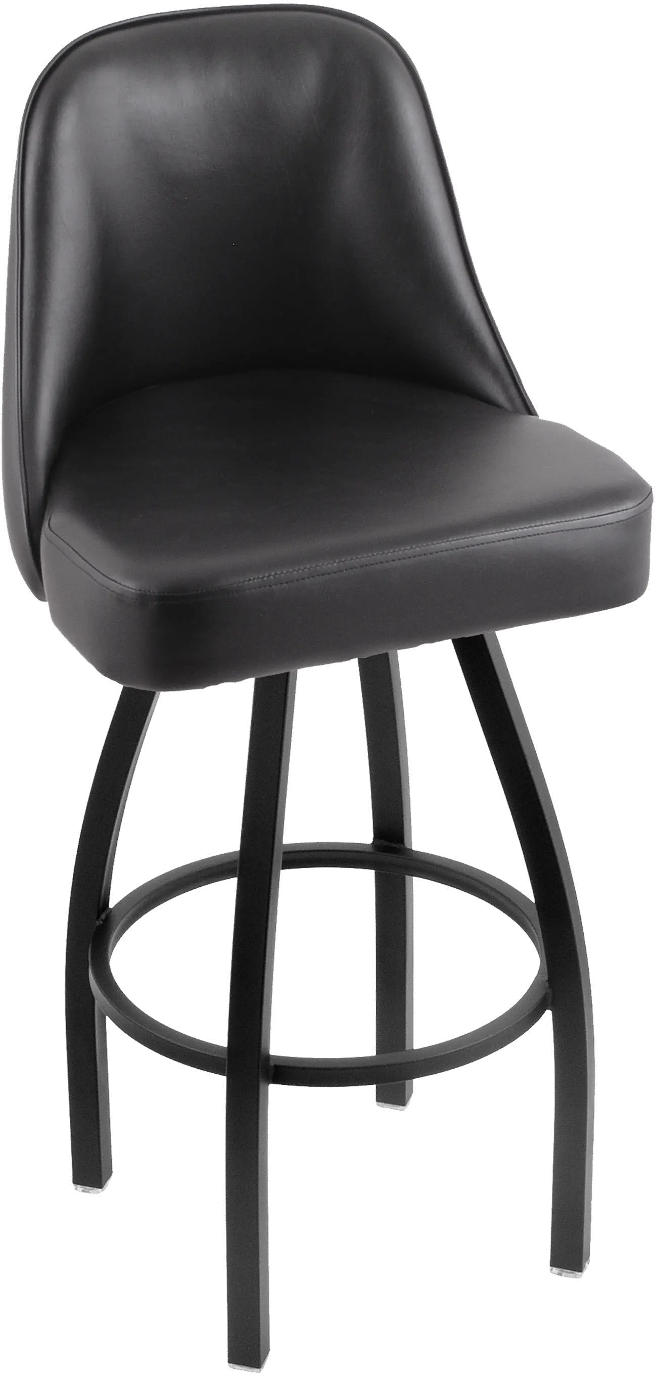 Grizzly Black Metal Upholstered Swivel Bar Stool