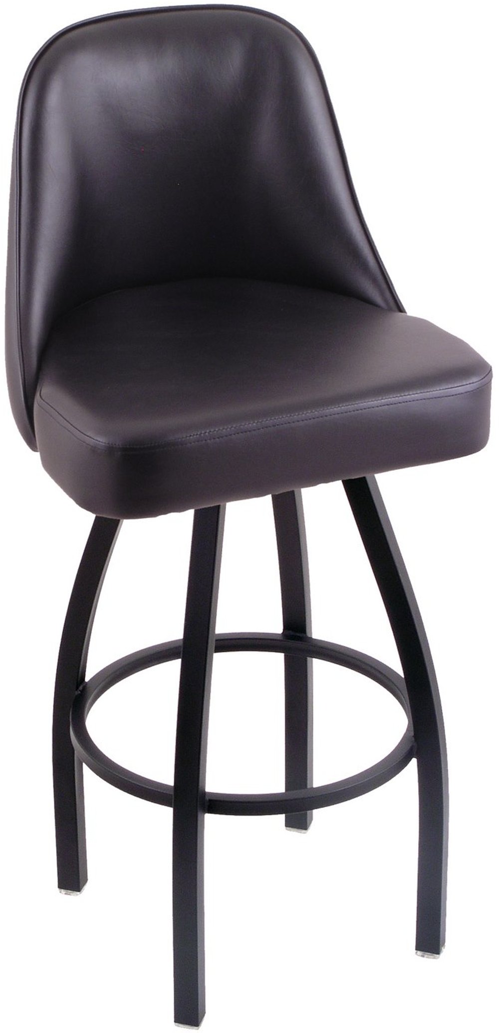 Grizzly Black Metal Upholstered Swivel Extra Tall Bar Stool