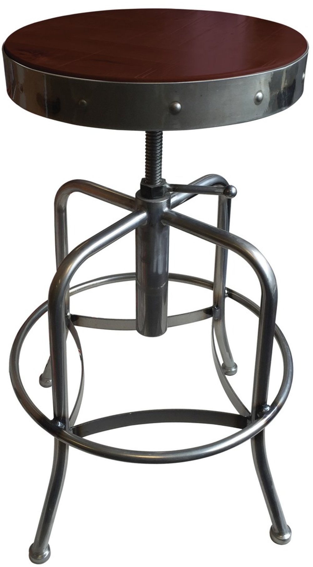 112426042 Steel Silver and Cherry Adjustable Height Stool sku 112426042