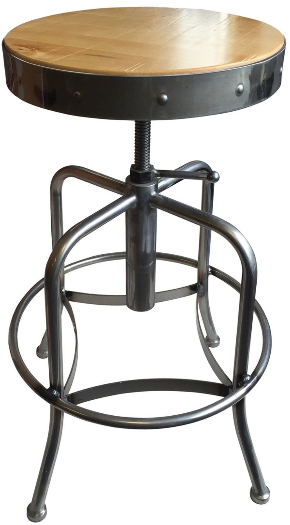 Steel Silver and Natural Adjustable Height Stool