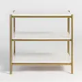 Modern Eclectic Marble White and Brass Nightstand