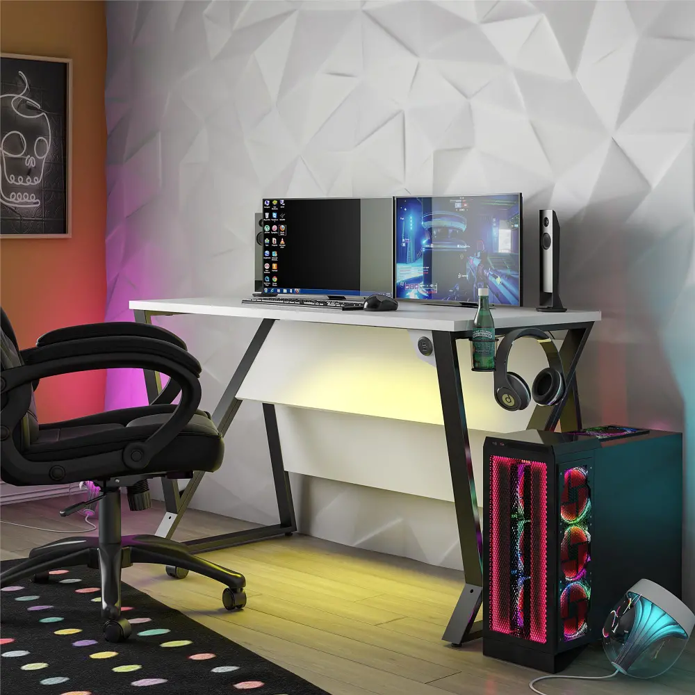 Genesis White Adjustable Gaming Desk-1