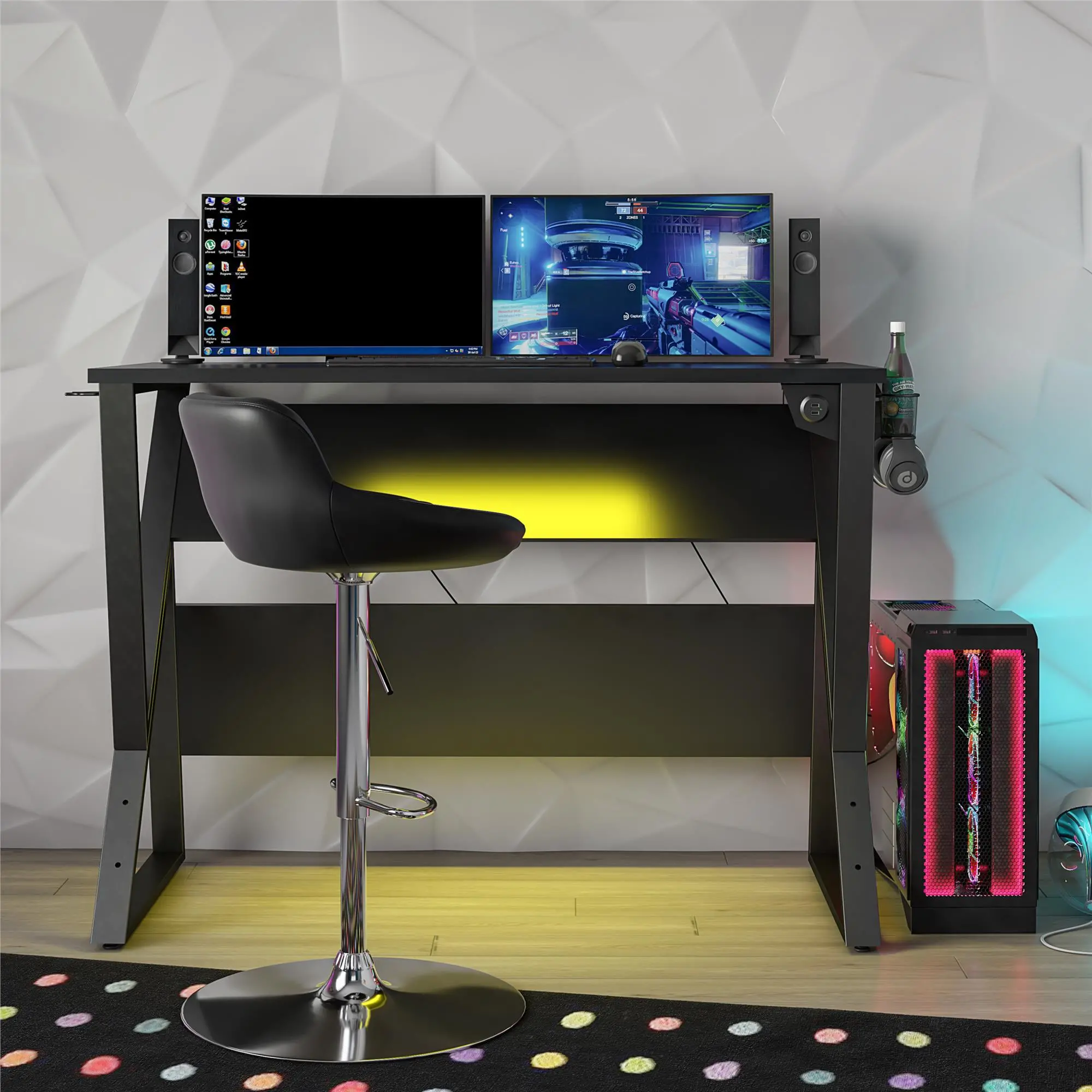 Genesis Black Adjustable Gaming Desk