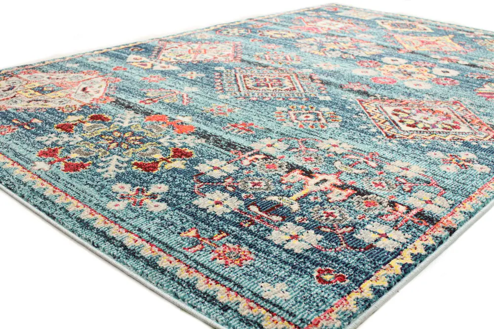 D113-TE-2.6X8-MH124 Dakota Transitional Teal 8 Foot Runner-1