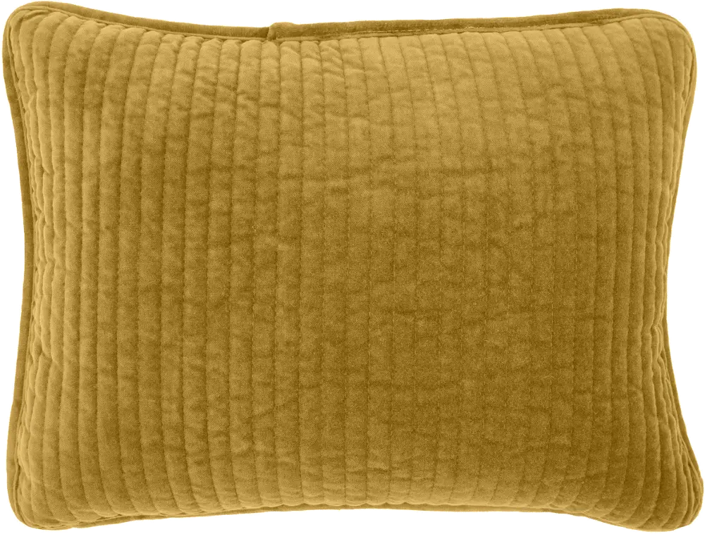 Stonewashed Tuscan Yellow Cotton Velvet Boudoir Throw Pillow-1