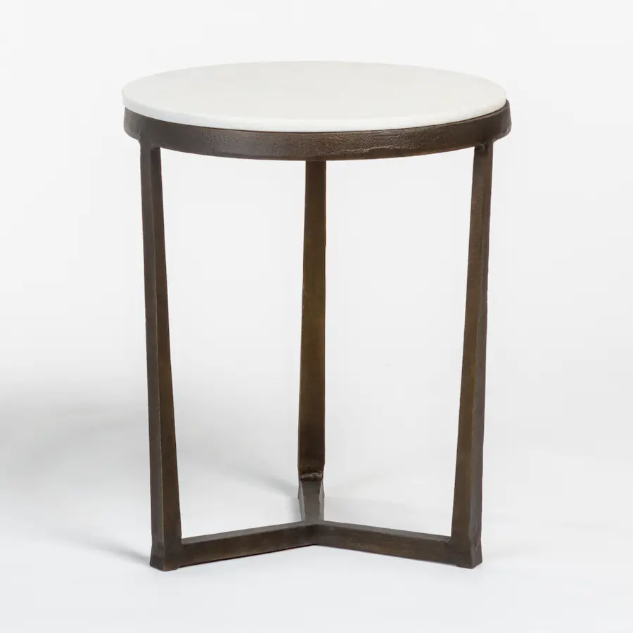 Kennedy Gunmetal Gray and White Marble End Table-1