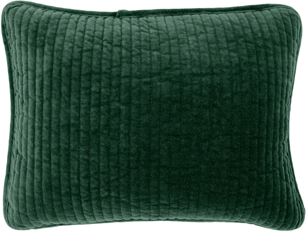 Stonewashed Emerald Green Cotton Velvet Boudoir Throw Pillow-1
