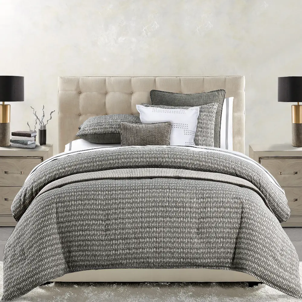 Fenton Gray, Cream and Taupe Super King 3 Piece Bedding Collection-1