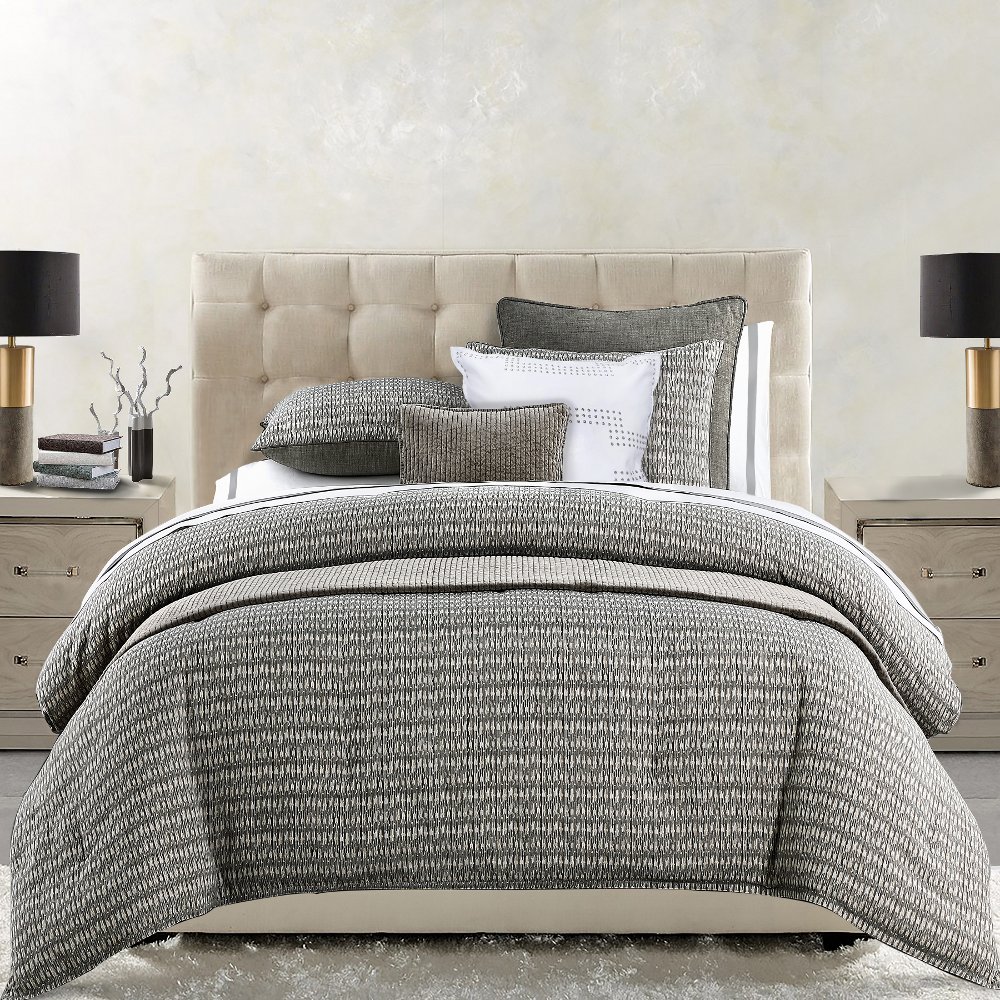 Fenton Gray Cream and Taupe Super Queen 3 Piece Bedding Collection