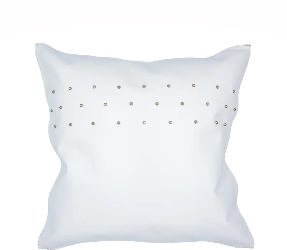 Contemporary Studded White Leather Throw Pillow-1
