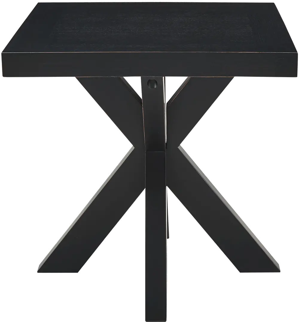 Harris Ebony Black Timber Beam Pedestal End Table-1