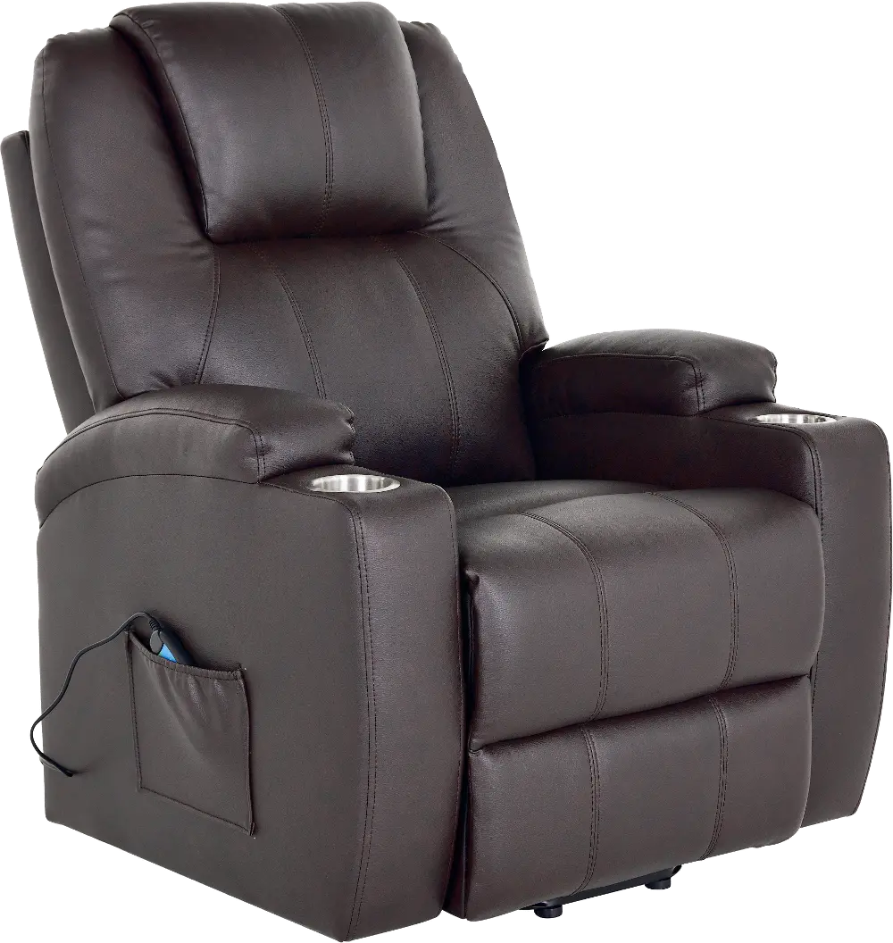 Phoenix Brown Power Lift Recliner with Heat and Massage-1
