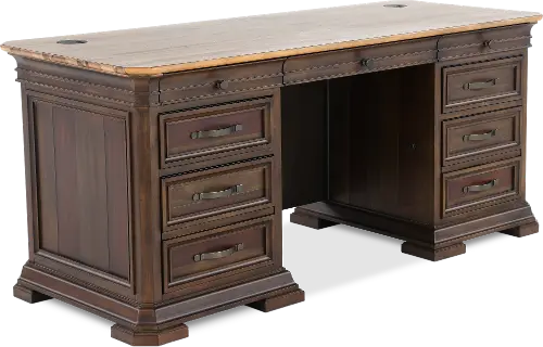 Wycliff Bay Sonoma Double Pedestal Desk in Dark Roast and Natural