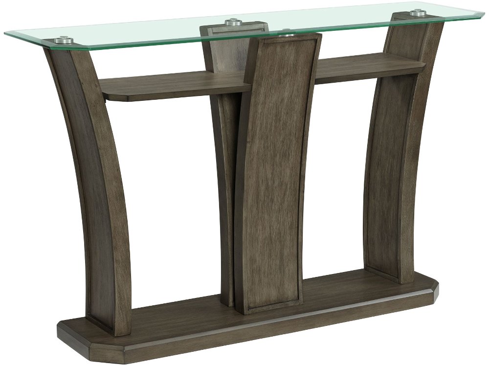 Dapper Gray Pedestal Console Table with Glass Top