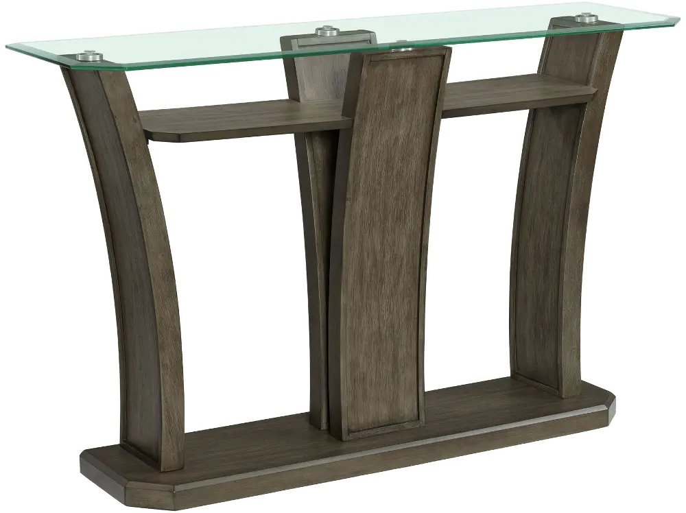 Dapper Gray Pedestal Console Table with Glass Top-1