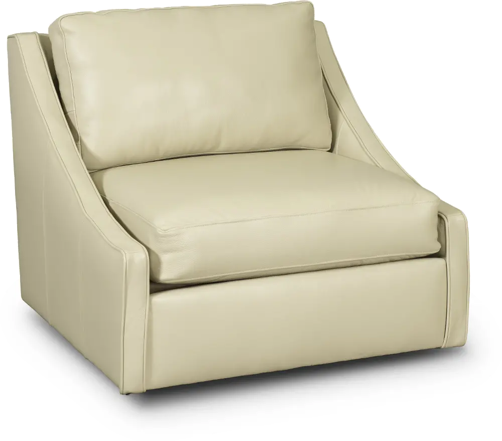 Romee Oatmeal Beige Leather Swivel Accent Chair-1