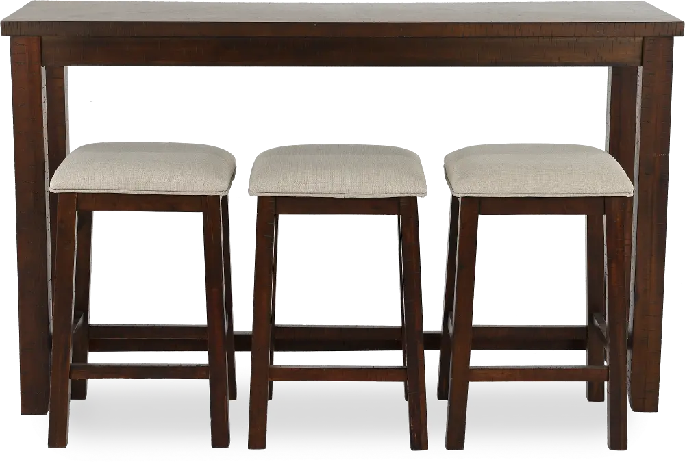 Jax Dark Brown Console Table with 3 Stools-1