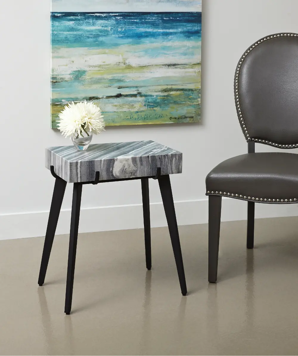 15240 Contemporary Gray Marble Accent Table-1