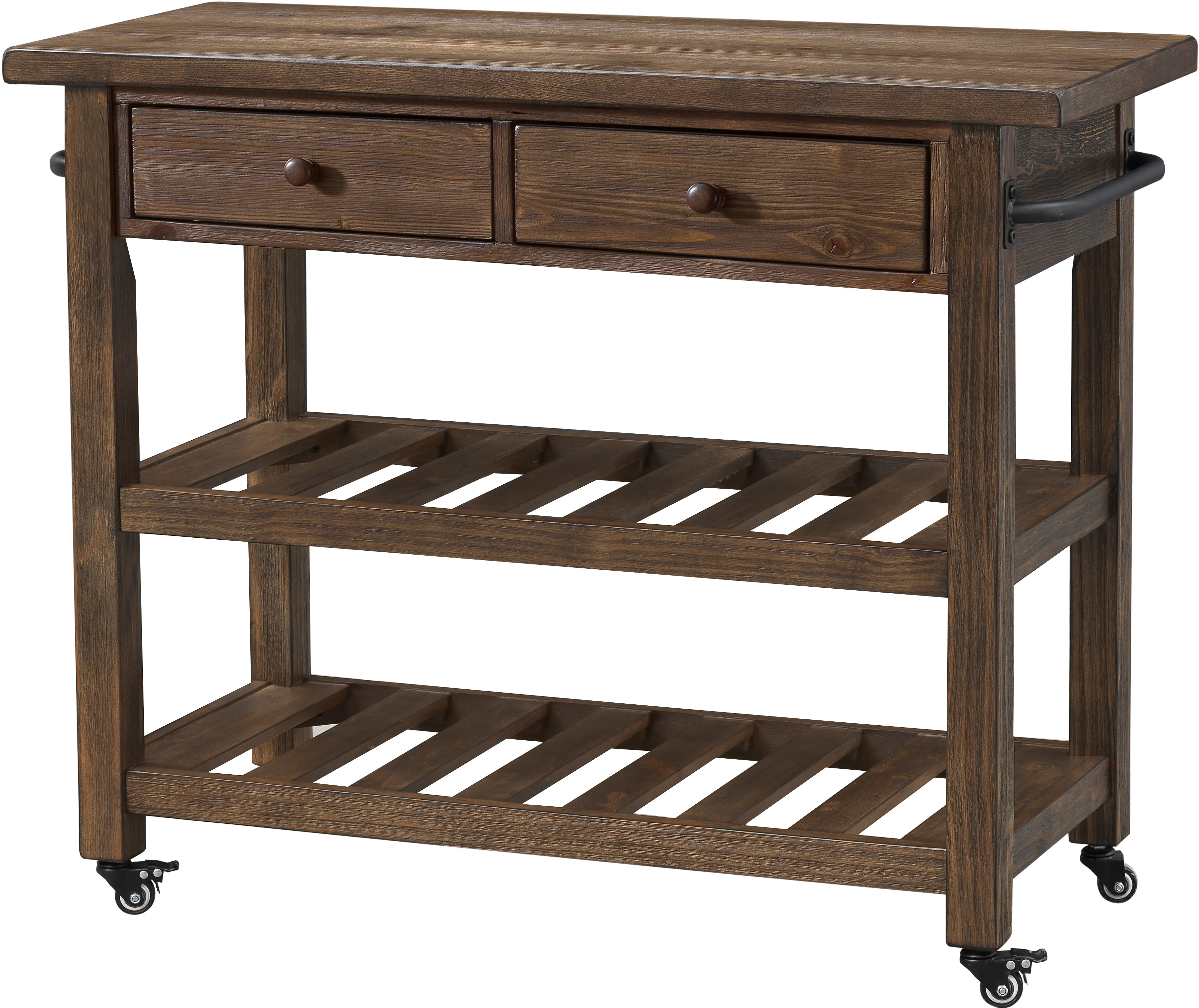 Orchard Park Traditional Brown 2-Drawer Kitchen Cart