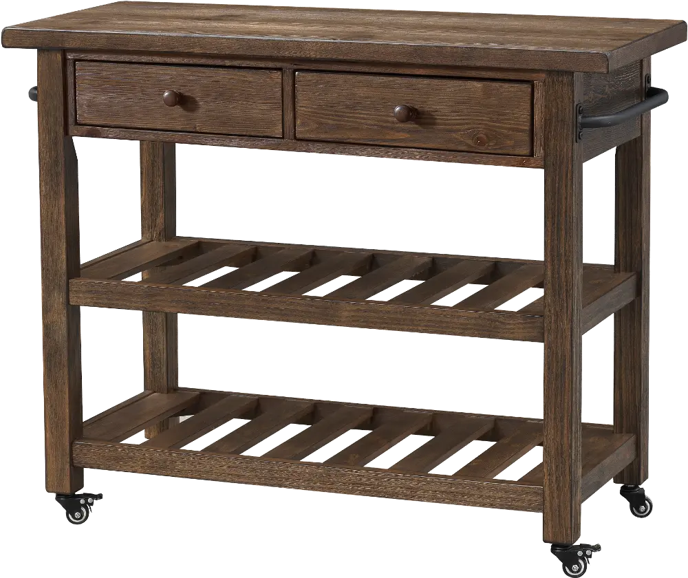 36525 Orchard Park Traditional Brown 2-Drawer Kitchen Cart-1