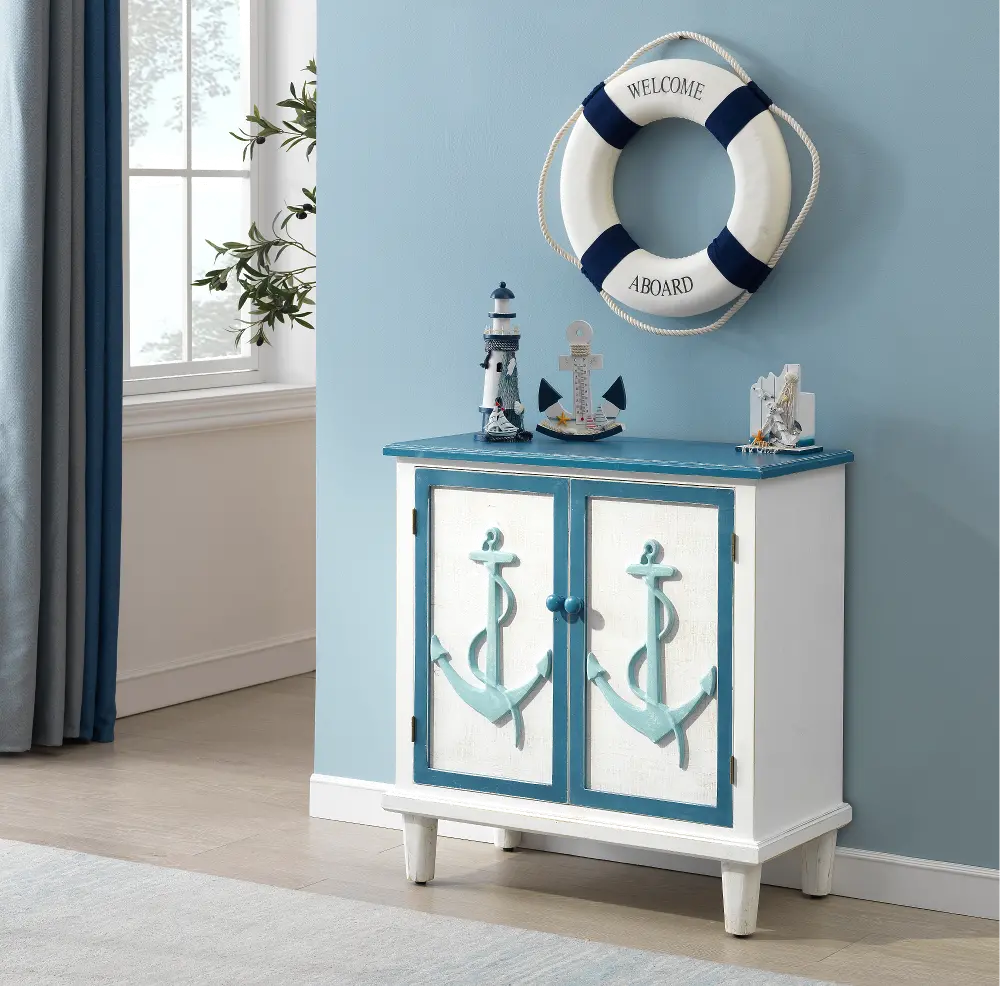 55610 Ana Sea Blue And White 2-Door Cabinet-1