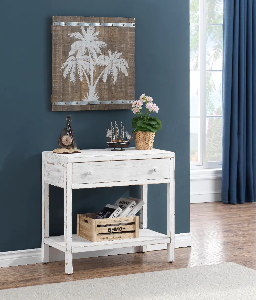 55621 Boardwalk White One Drawer Console Table-1