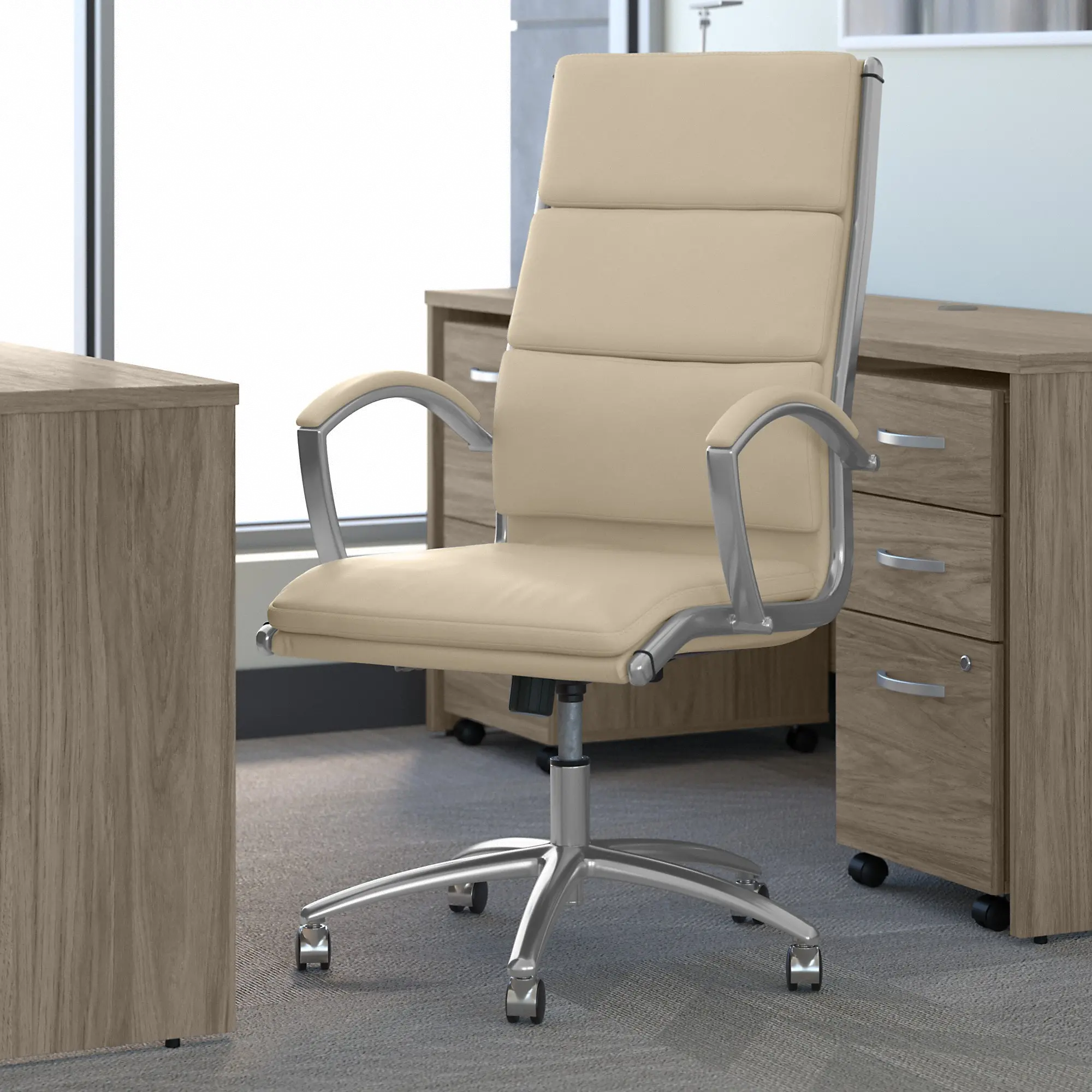 White Leather High Back Executive Chair
