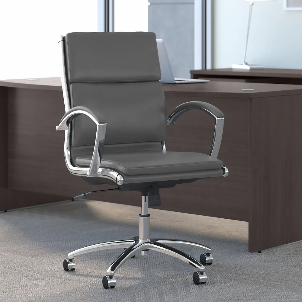 CH1702DGL-03 Dark Gray Leather Mid Back Office Chair-1
