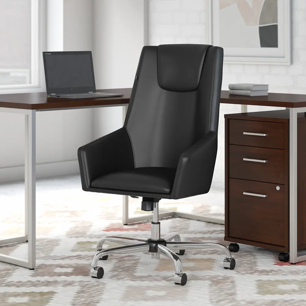 CH2402BLL-03 London Black Leather High Back Office Chair - Bush Furniture-1