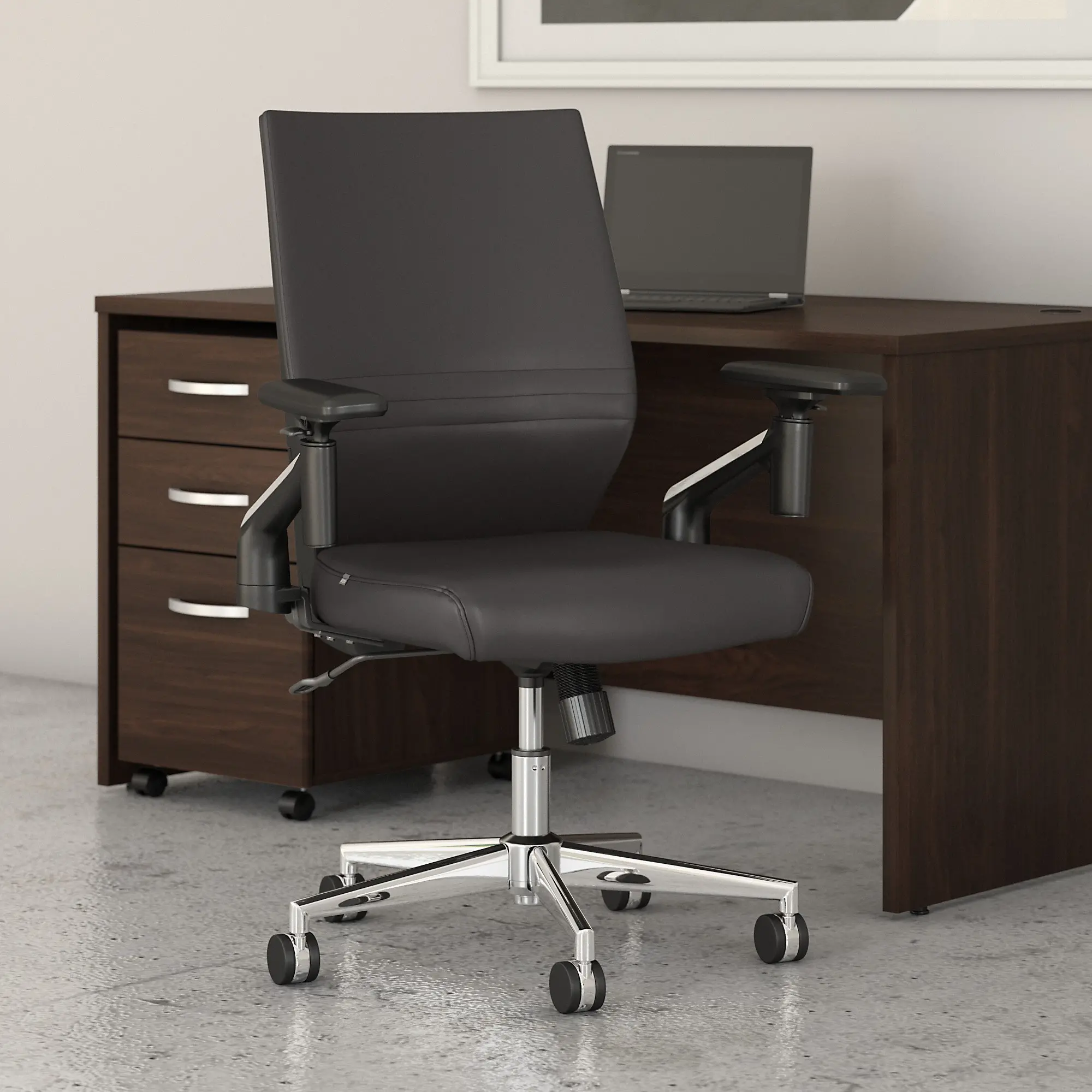 Laguna Brown Leather Mid Back Task Chair - Bush Furniture