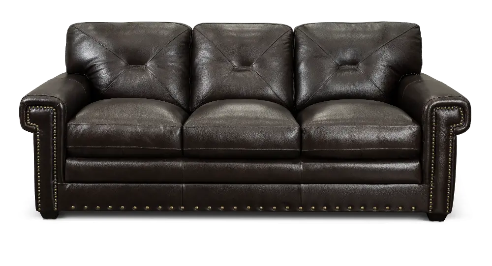 Derrick Dark Brown Leather Sofa-1