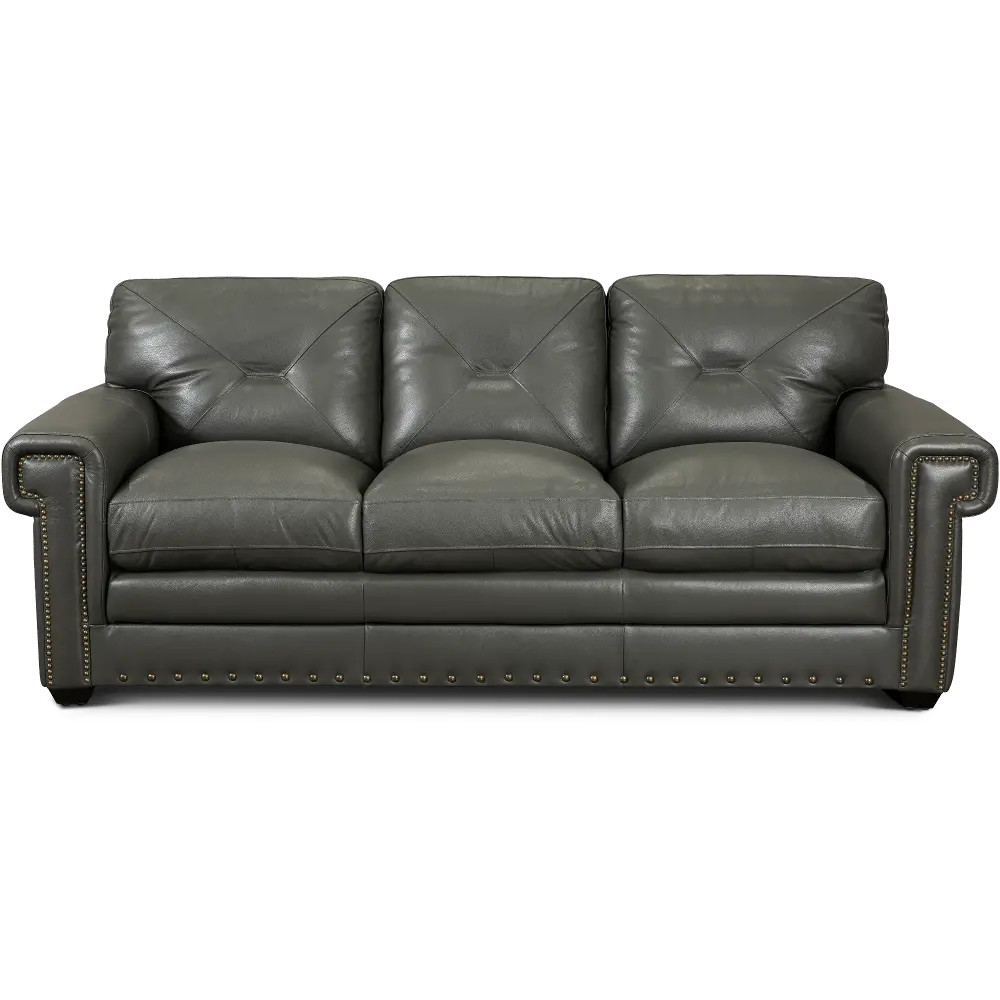Derrick Gray Leather Sofa-1