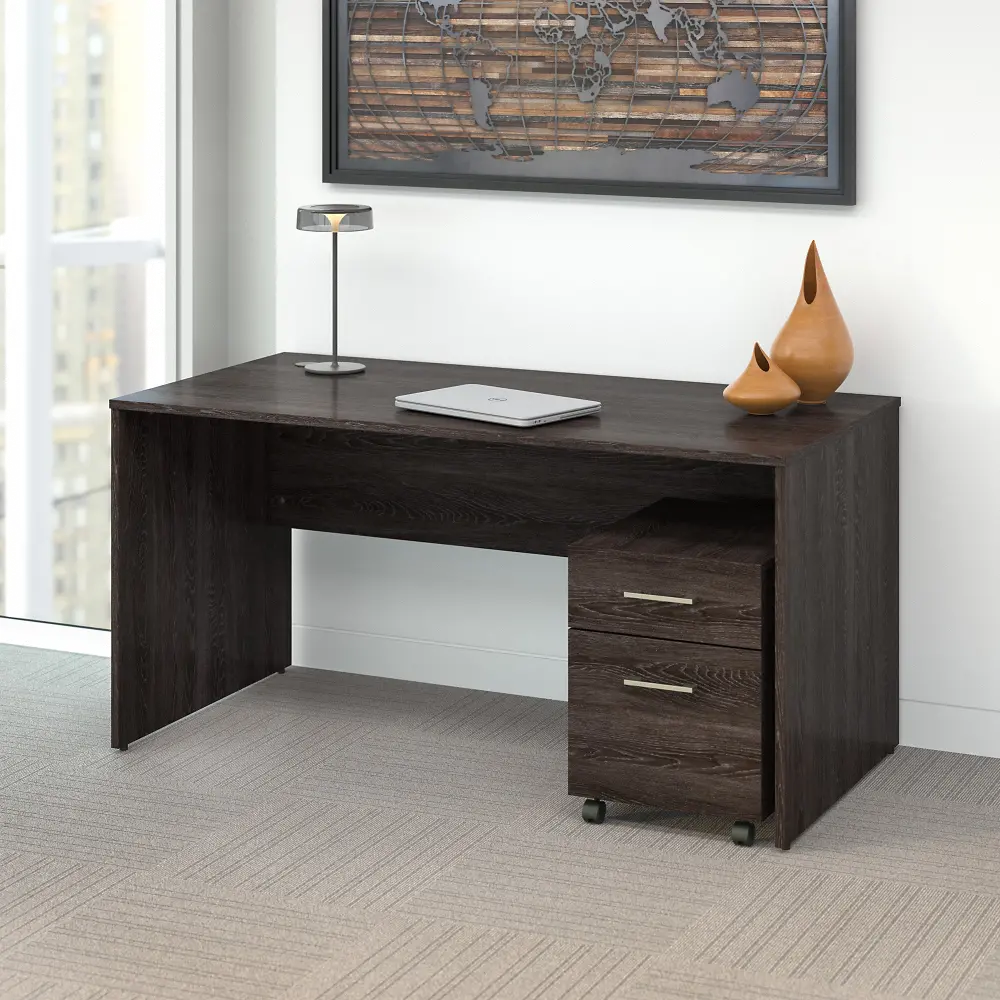 KNS001CR Kensington Charcoal Gray 60 Inch Desk with Mobile File Cabinet-1