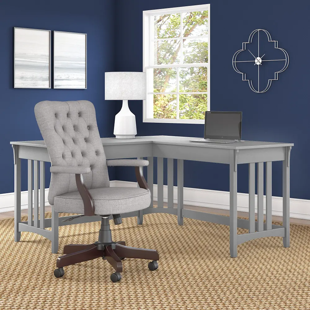 SAL075CG Salinas Cape Cod Gray L Shaped Desk and Chair-1