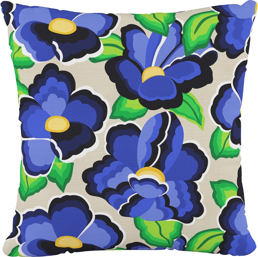 18 Carla Floral Blue Pillow - Skyline Furniture