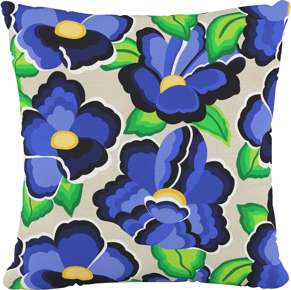 PL18PCRFLBLUOGA 18  Carla Floral Blue Pillow - Skyline Furniture-1