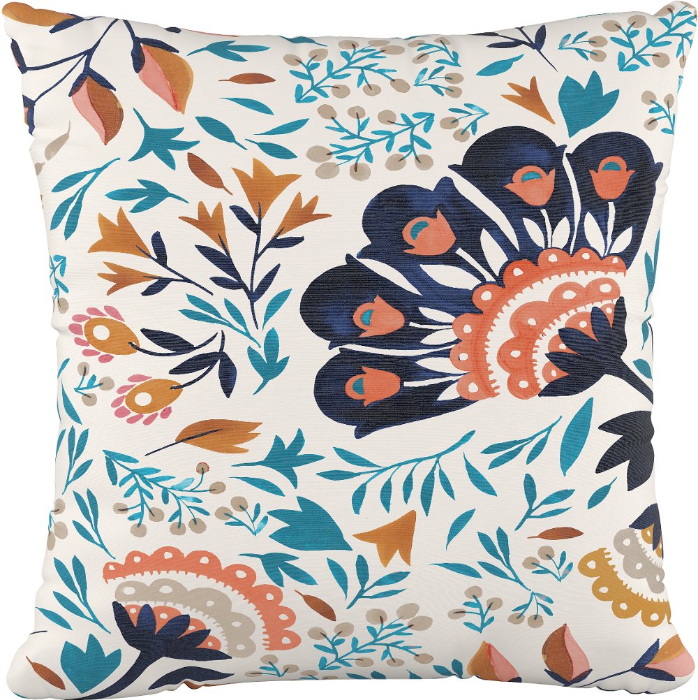 18 Kaya Floral Aqua Pillow - Skyline Furniture