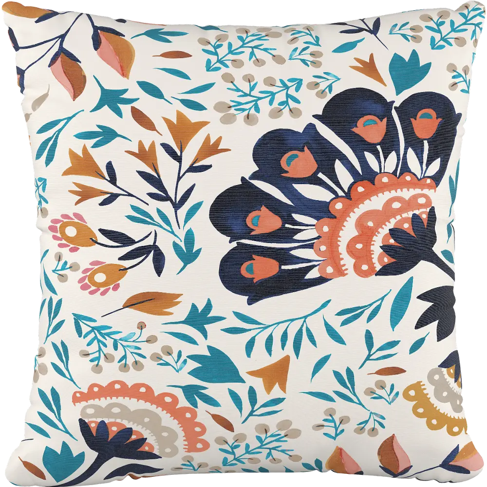 PL18PKYFLAQOGA 18  Kaya Floral Aqua Pillow - Skyline Furniture-1