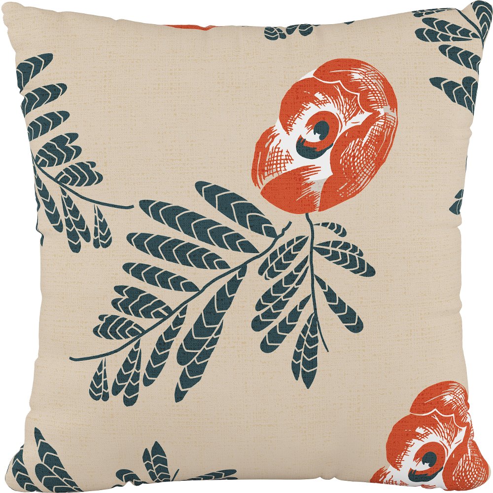 18 Mod Floral Orange Pillow - Skyline Furniture