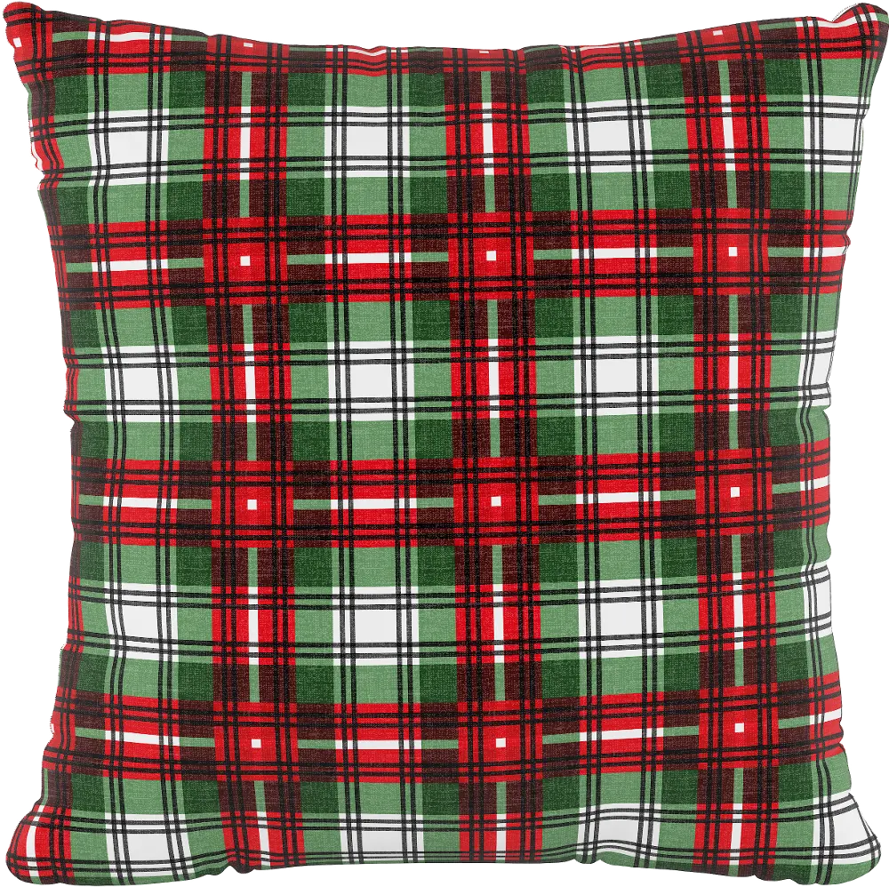 PL18PNCPLGRNOGA 18  Nicolas Plaid Red and Green Pillow - Skyline Furniture-1