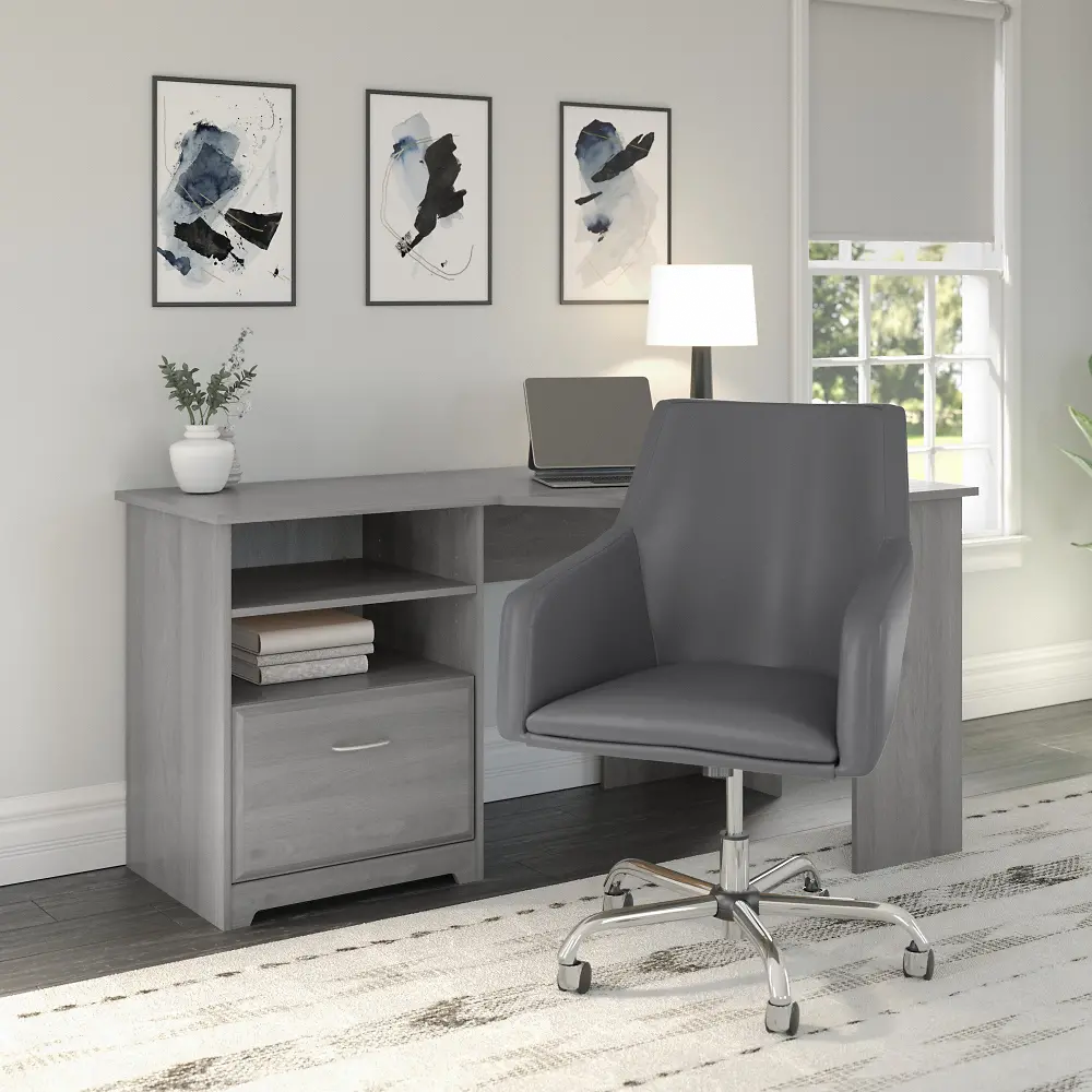 CAB060MG Cabot Gray Oak Desk and Gray Chair Set-1