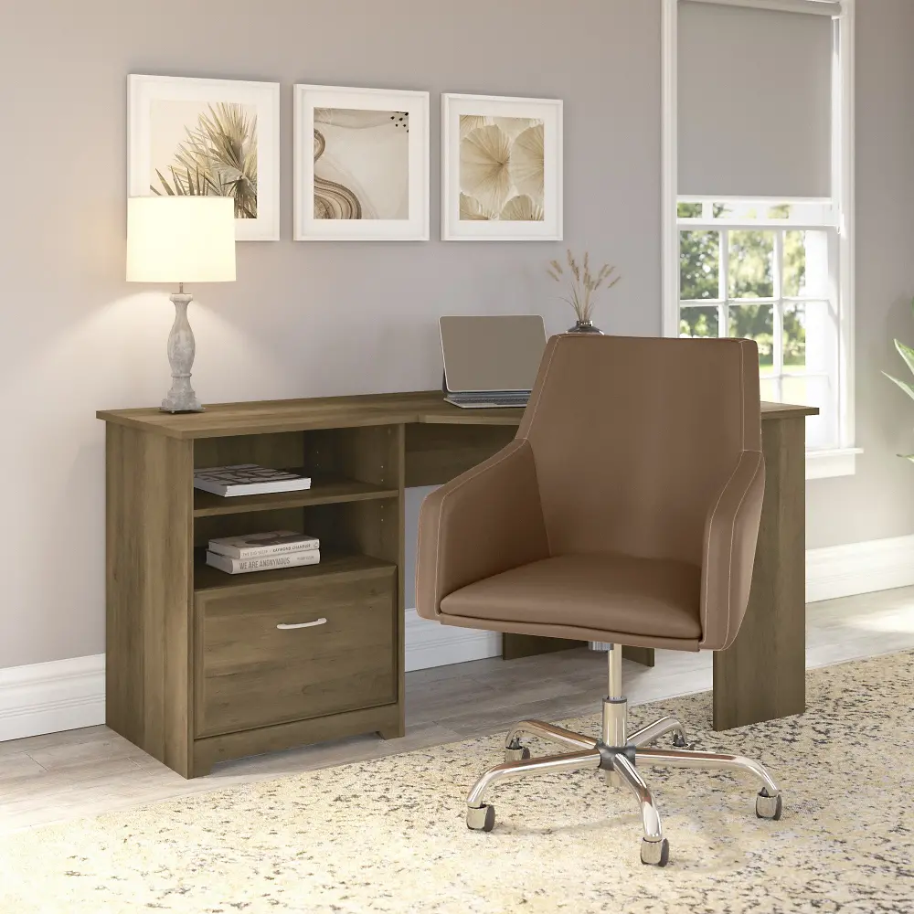 CAB060RCP Cabot Pine Desk and Gray Chair Set-1