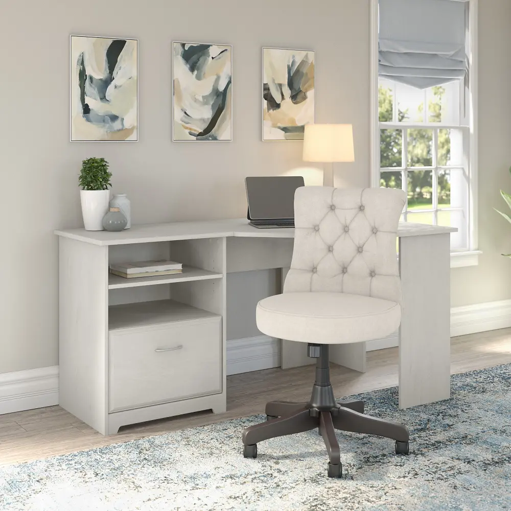 CAB062LW Cabot White Oak Desk and Linen Chair-1