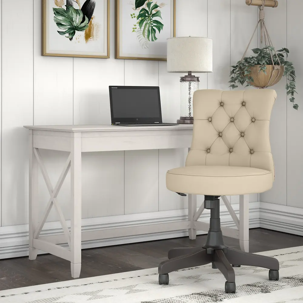 KWS021LW Linen White Oak Desk And Chair- Key West-1