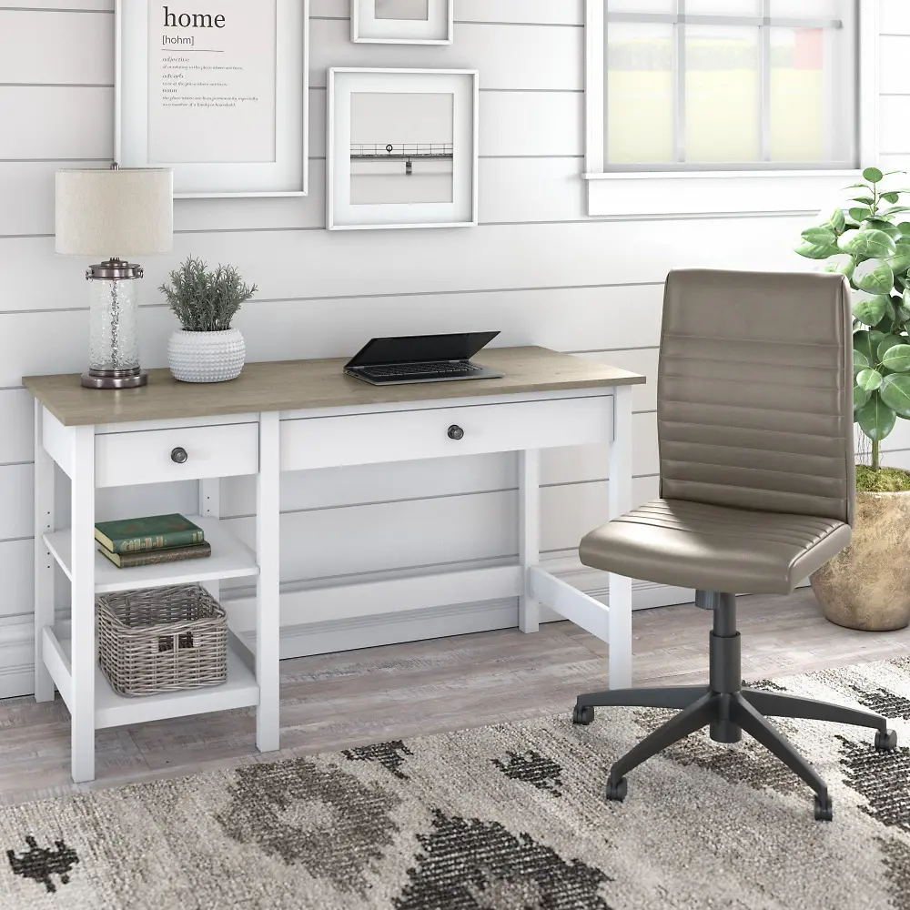 MAY026GW2 Pure White Desk And Chair- Mayfield-1