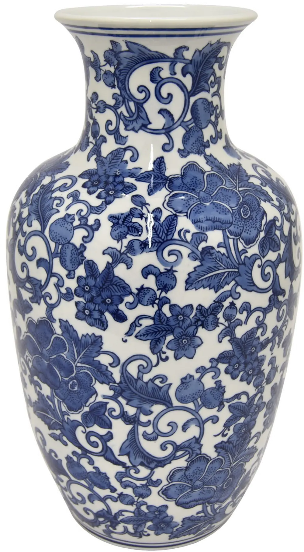 Phyllis 16 Inch Blue and White Ceramic Vase-1