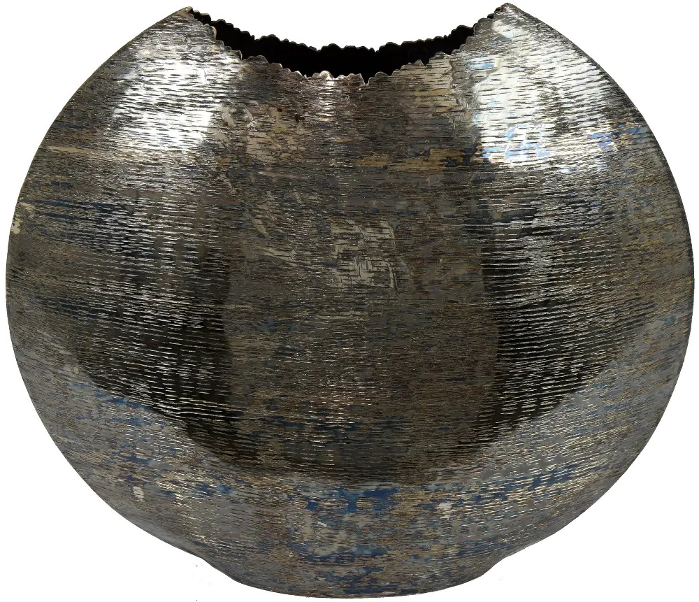 Medium Soft Gold and Cobalt Blue Metal Vase-1